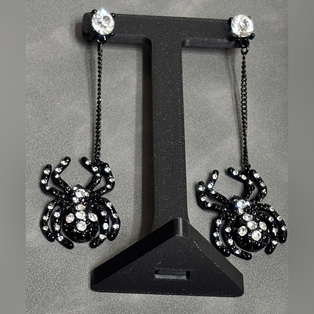 Cato Black and Silver Spider Earrings